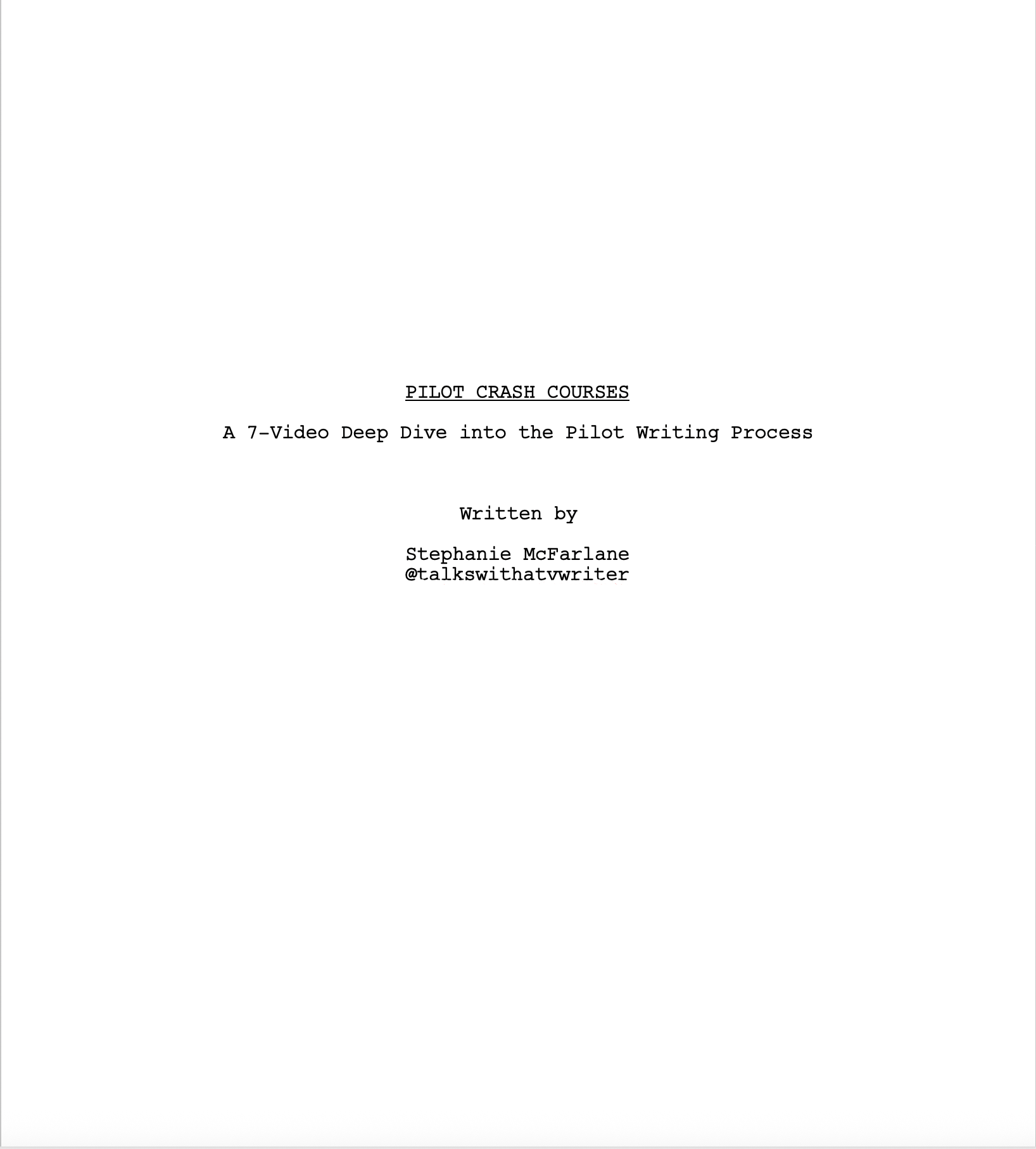 Pilot Crash Courses